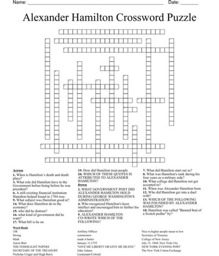 Bills with Alexander Hamilton Crossword Clue