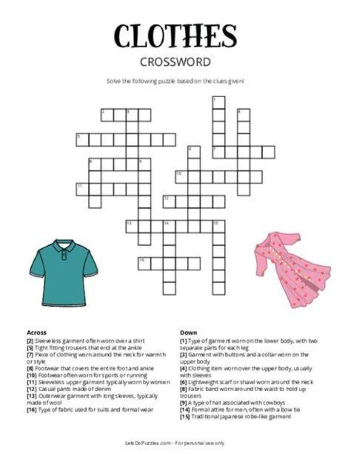 Clothing line Crossword Clue