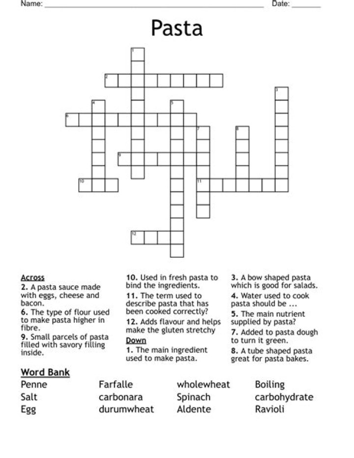 Corkscrew pasta Crossword Clue