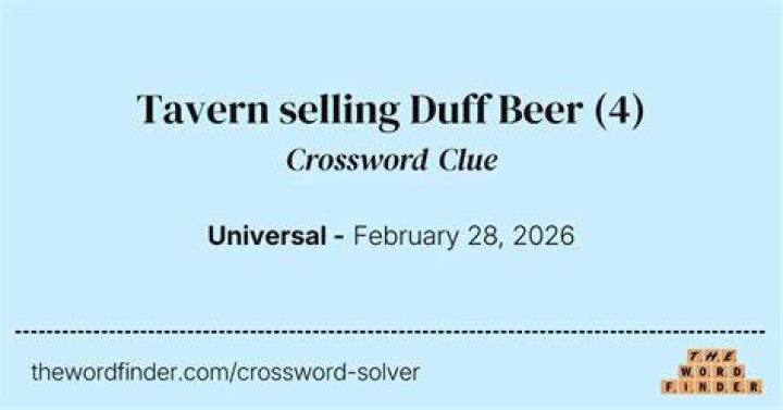 Fictional establishment selling Duff Beer Crossword Clue