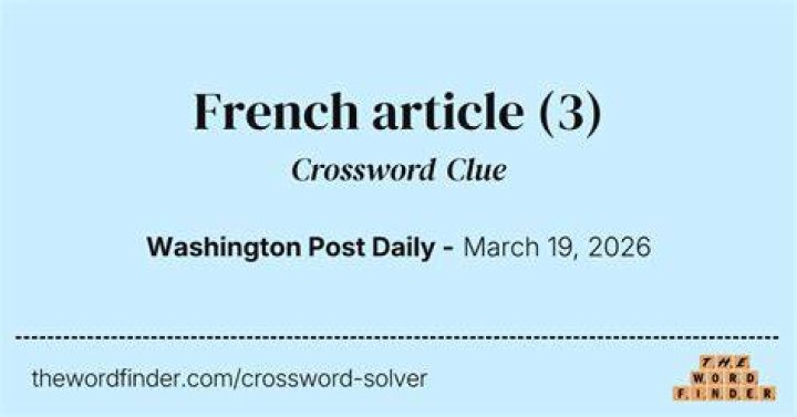 French article Crossword Clue