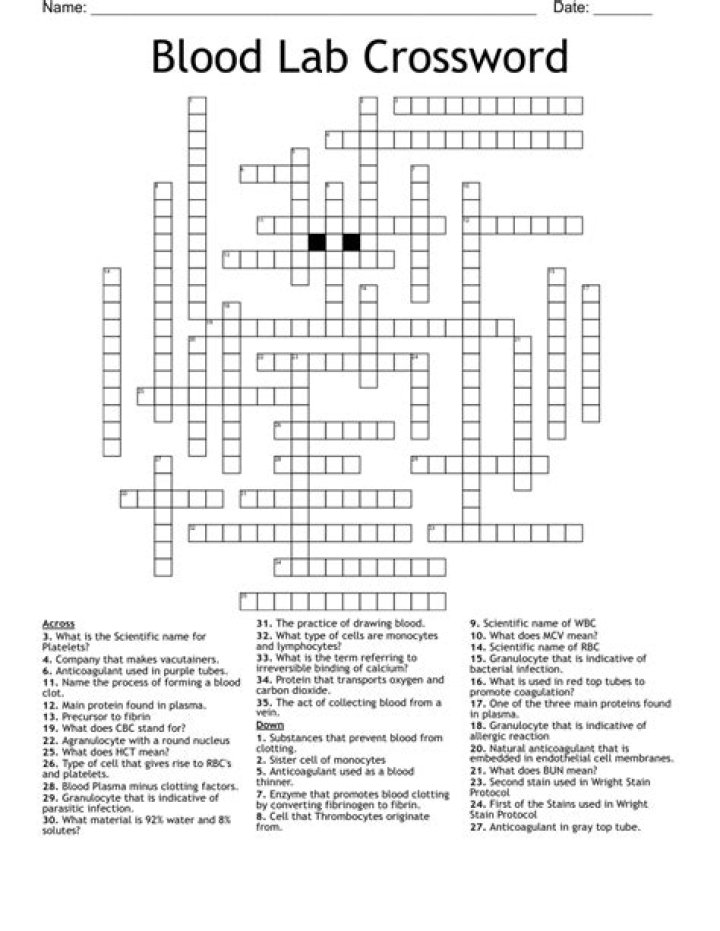 Fresh blood Crossword Clue