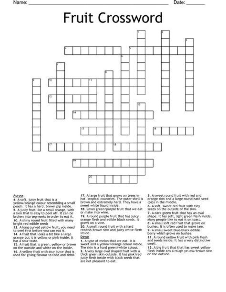 Fruit with a thick peel Crossword Clue