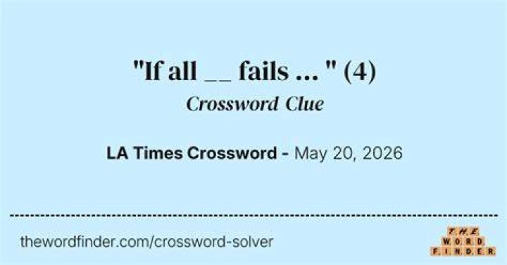 “If all ___ fails …” Crossword Clue