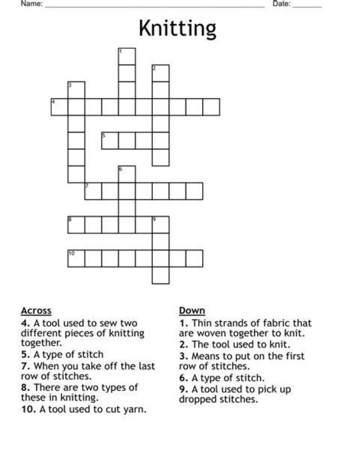 Knitting stitch Crossword Clue