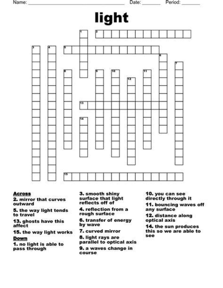 Light Crossword Clue