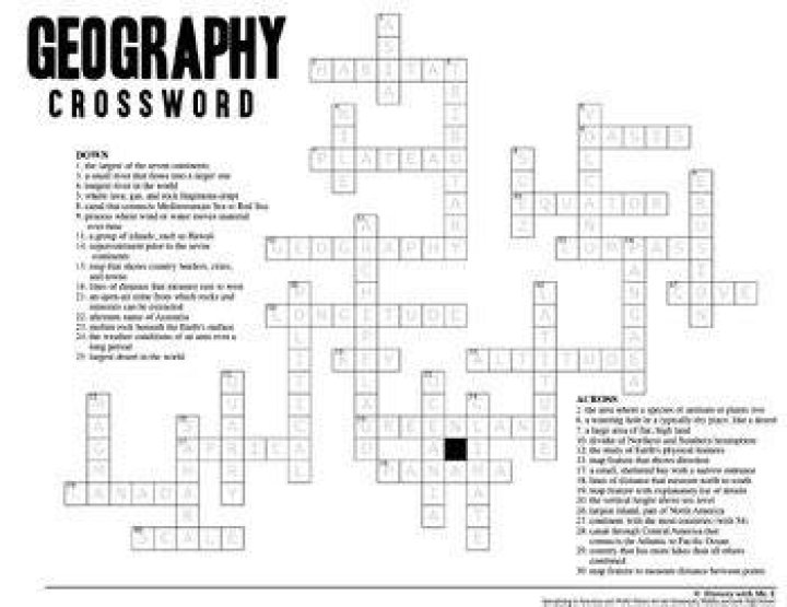Like a map on a geography exam Crossword Clue