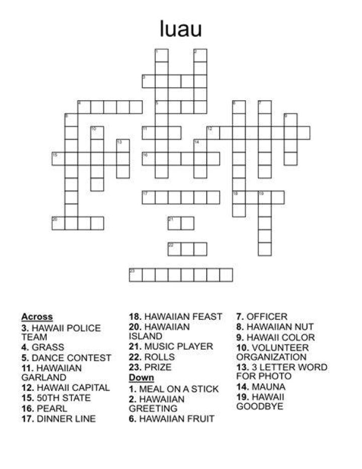 Luau loops Crossword Clue