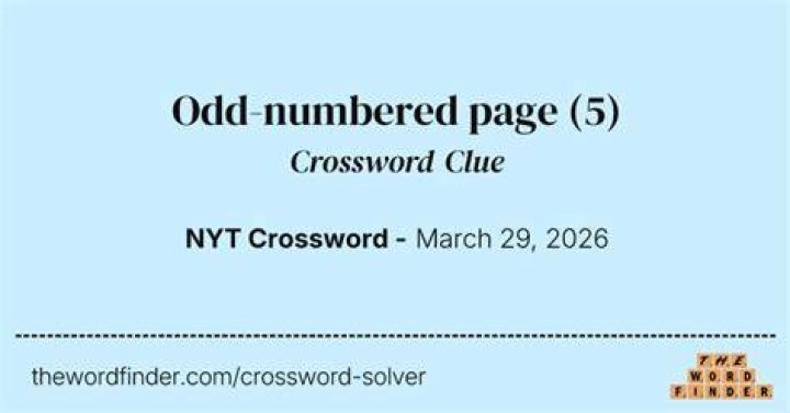Odd-numbered page, typically Crossword Clue