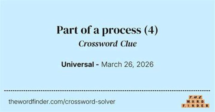 Part of a process Crossword Clue