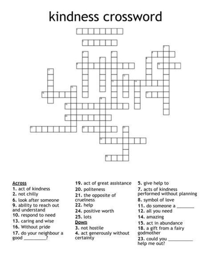 Perform an act of kindness, in a way Crossword Clue