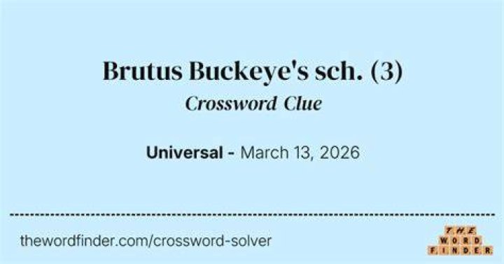 Sch. whose mascot is Brutus Buckeye Crossword Clue