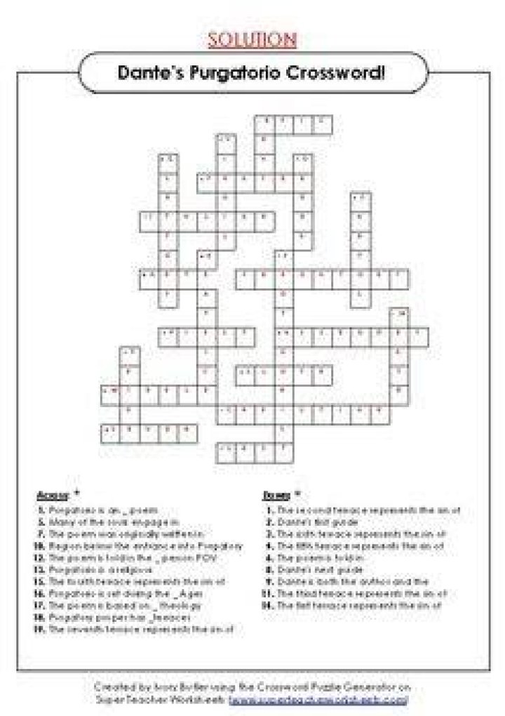 Septet in Dante’s “Purgatorio” Crossword Clue