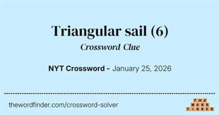 Triangular sail Crossword Clue