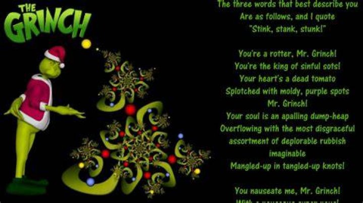 Word between “stink” and “stunk” in “You’re a Mean One, Mr. Grinch” Crossword Clue